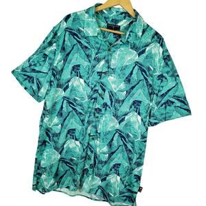 Margaritaville Men's Hawaiian Button-Up Shirt Sz XL Floral Hawaiian Teal NWT
